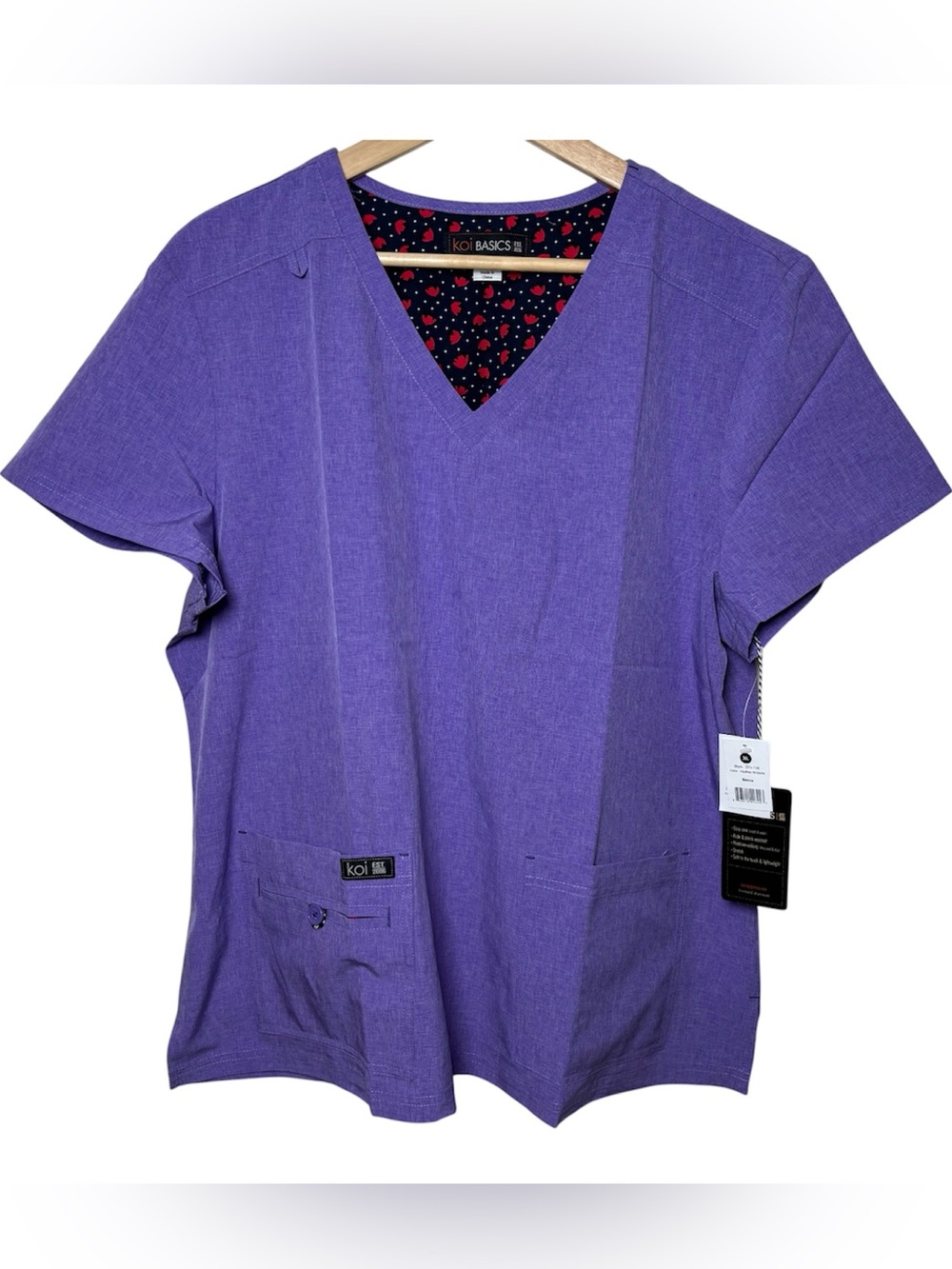 Koi Basics Scrub Top XL Becca Purple Stretch Womens Nursing Medical Wisteria NEW